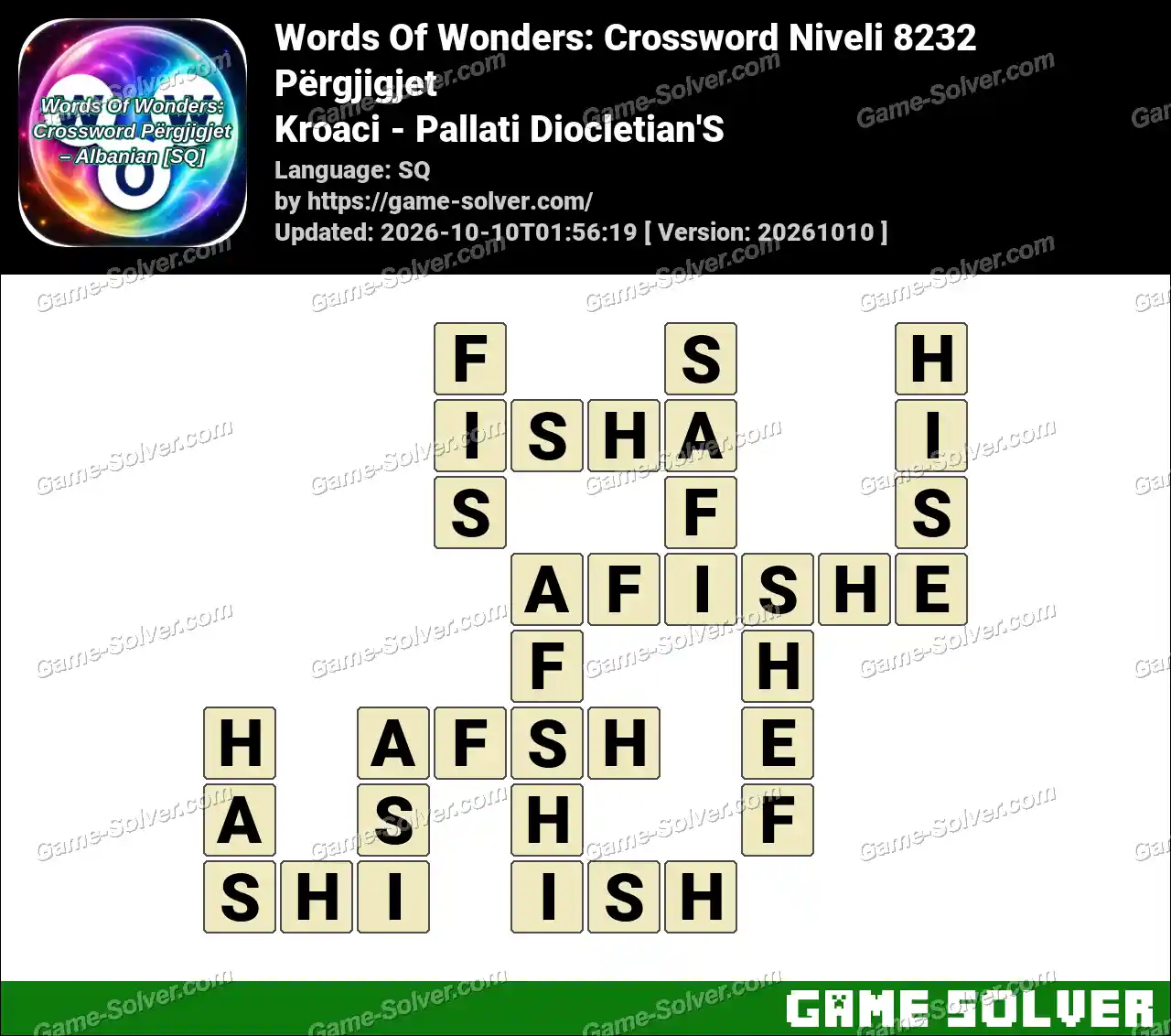 Words Of Wonders: Crossword Niveli 8232 Përgjigjet – Kroaci – Pallati Diocletian’S